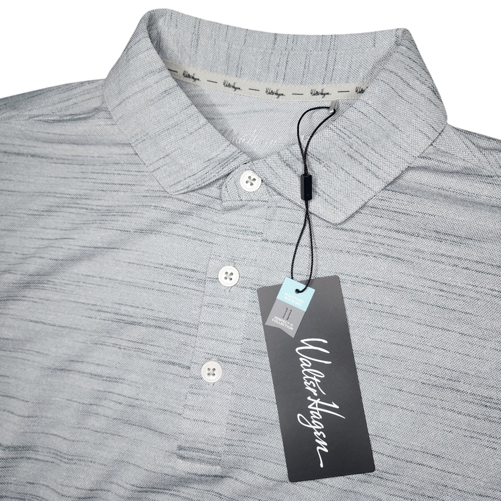 New Walter Hagen Mens Small Grey & Black Heathered Short Sleeve‎ Golf Polo Shirt